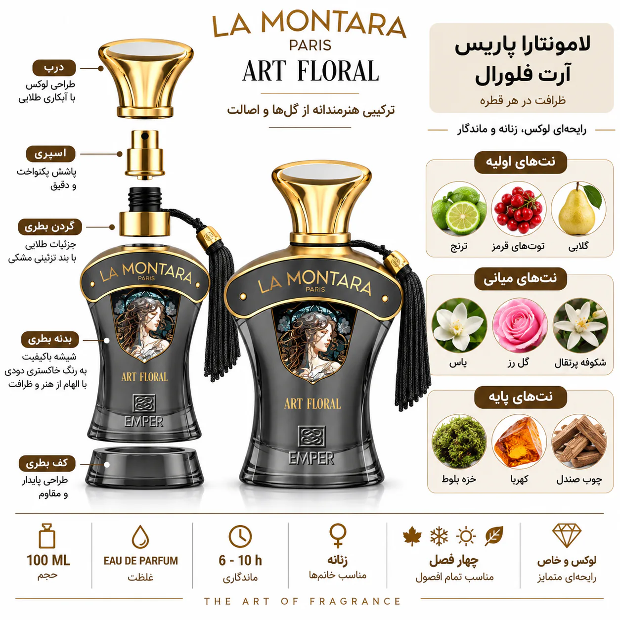 عطر امپر مدل لامونتارا پاریس آرت فلورال  100 میلی لیتر