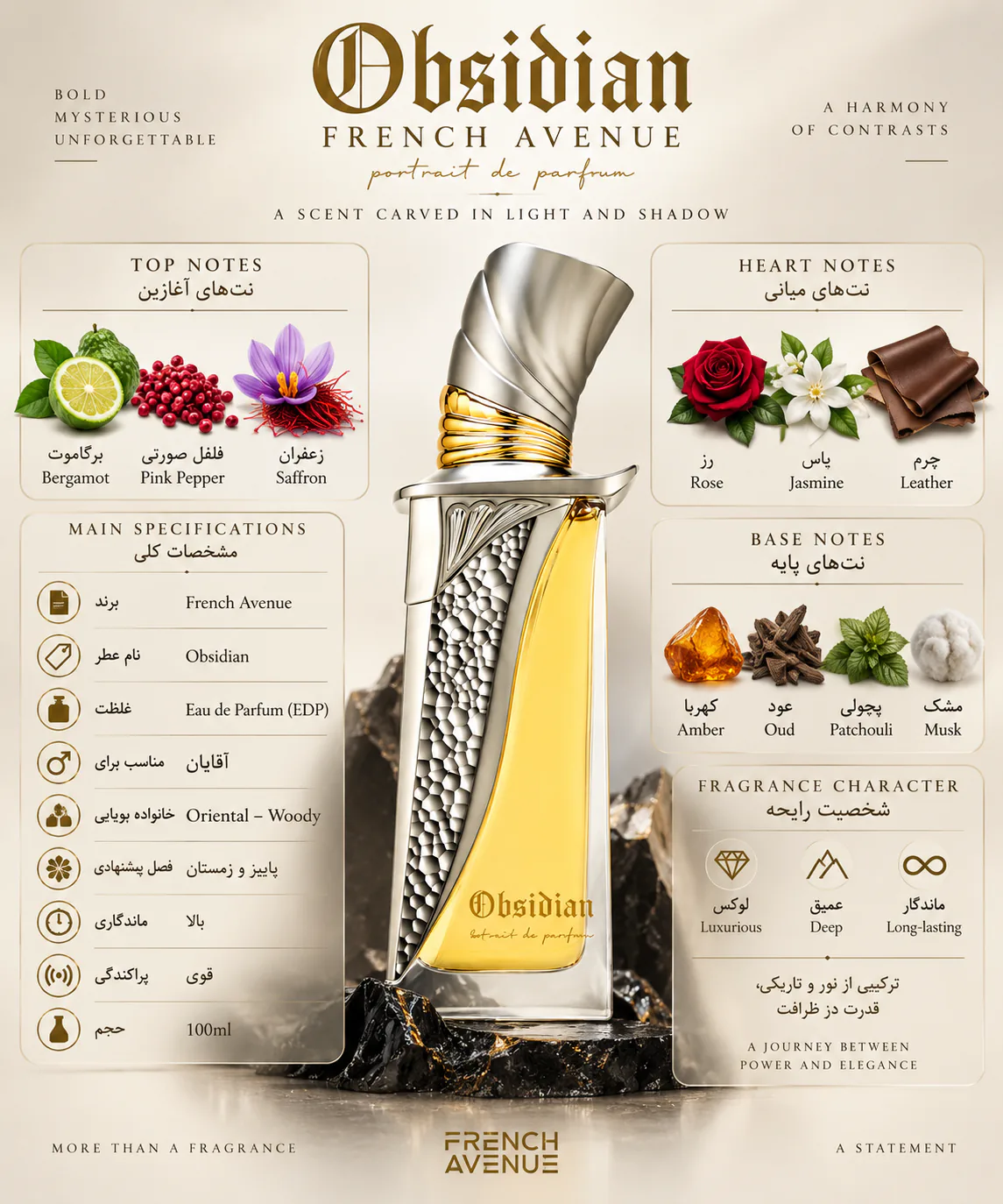 عطر فرنچ اونیو مدل آبسیدیان ۱۰۰ میلی لیتر