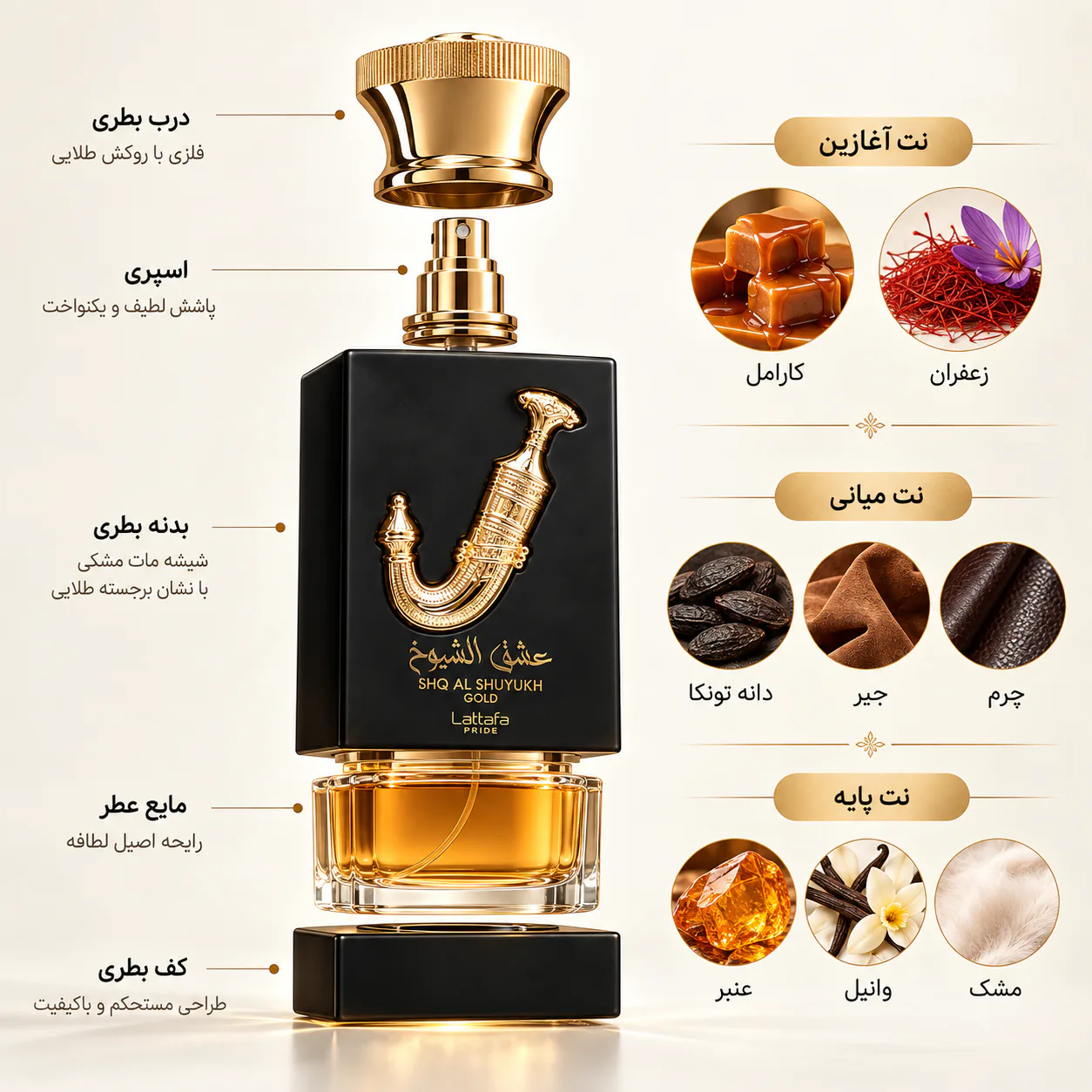 عطر لطافه مدل عشق الشیوخ طلایی ۱۰۰میلی لیتر