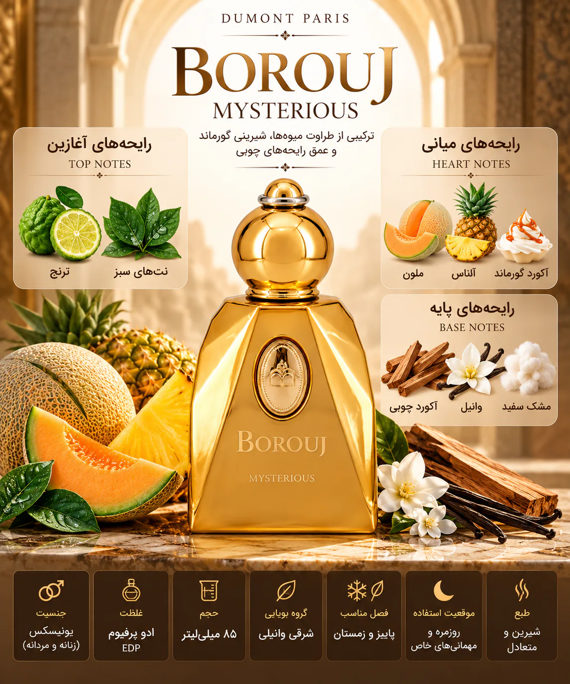 عطر دمونت پاریس مدل بروج میستریوس 85 میلی لیتر