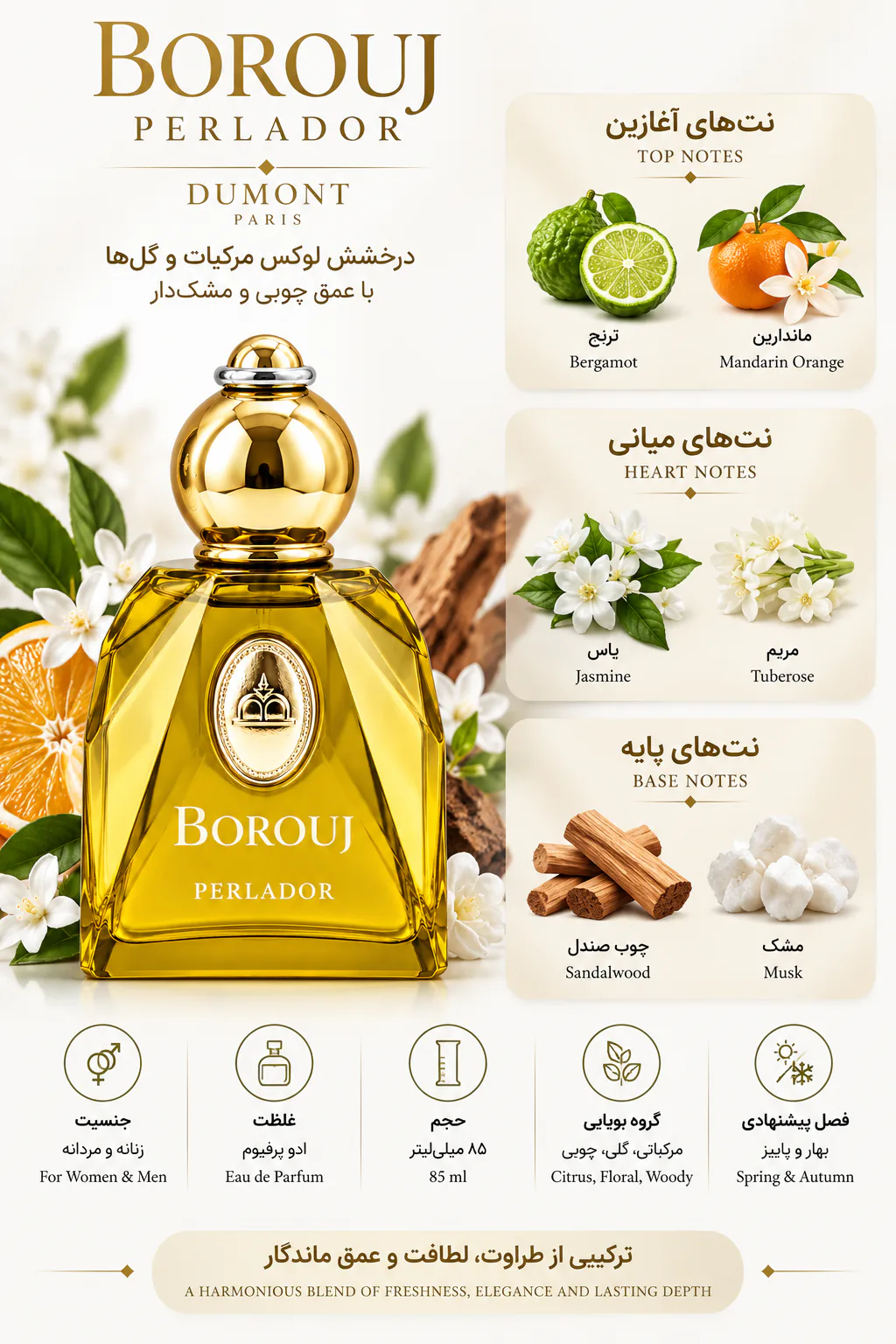 عطر دمونت پاریس مدل بروج پرلادور 85 میلی لیتر